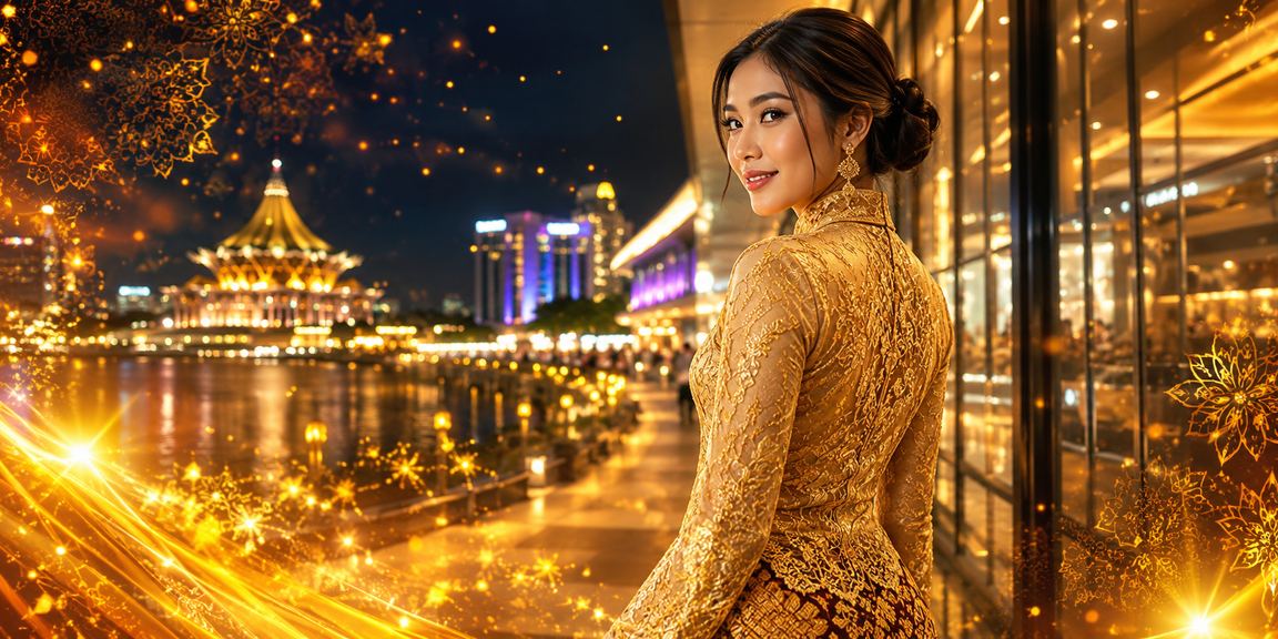 Suasana hiburan kasino di Kuching dengan pakaian tradisional kebaya Malaysia